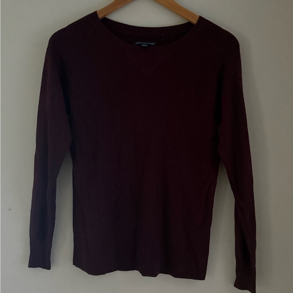 American Eagle Outfitters Deep Burgundy Crew Neck Sweater